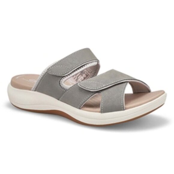 Women's Grey Casual Slide Sandal - Grey Size 8 - Picture 1 of 13